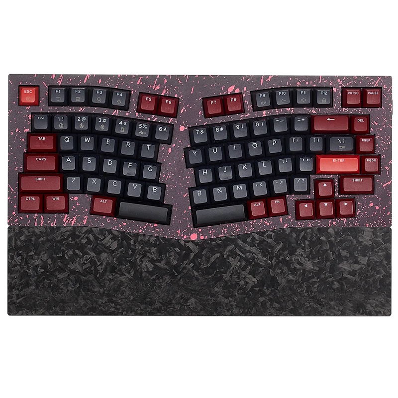 Hexgears Monarch F2 Alice Layout Ergonomic Mechanical Keyboard (Wine Red)