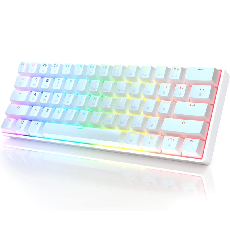 HK Gaming GK61 Hot-Swap RGB 60% Mechanical Keyboard (White)