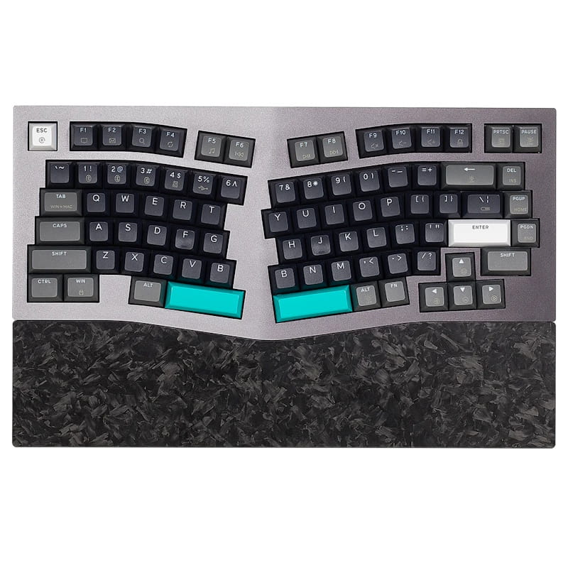 Hexgears Monarch F2 Alice Layout Ergonomic Mechanical Keyboard (Silver & Cyan)